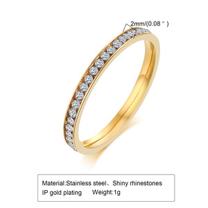 Anillo Minimalista de Acero Inoxidable para Mujer con Incrustaciones de Circonita Cúbica, Estilo Popular de Celebridades de Internet, Delicado y Apilable para Uso Diario - Product Image 2
