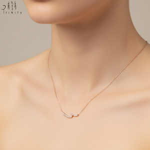 Nueva Serie Curve, Joyería Minimalista, Collar de Cadena Delgada de Oro Rosa Sólido de 18K, Diamante Natural, Collar de Clavícula para Uso Diario - Product Image 5