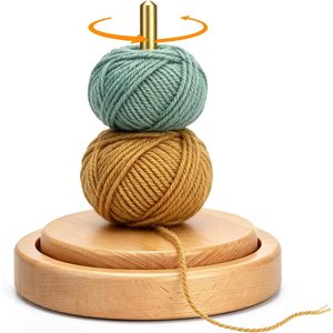Soporte para Hilos Múltiples de Madera Teñida, Seguro, Varios Diseños, Mini Soporte para Hilos de Colores, Soporte de Madera para Ganchillo y Tejido, Liso, Redondo de 25cm - Product Image 1