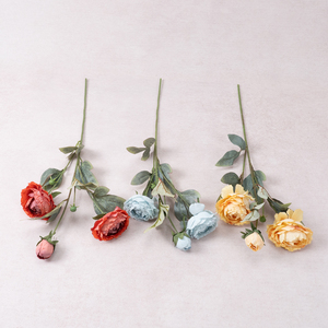 French-style 3-head Oil Painting Peony Silk Artificial Flowers <b>Wedding</b> Photo Matching <b>Bouquet</b> with Styling - Product Image 1