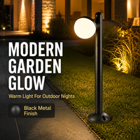 Lampe de jardin LED ronde 12W, IP65 étanche, en aluminium noir, pour terrasse, jardin, allée, décoration extérieure