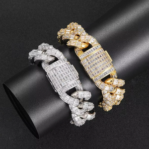 Accesorios de Hip Hop, Brazalete de 21 mm, Cadena Cubana de Tres Filas con Circonitas, Brazalete Grueso para Hombre, Tanjing - Product Image 4