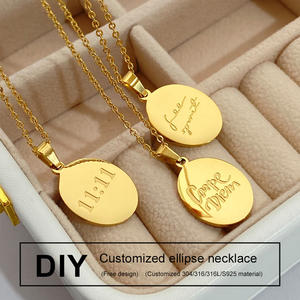 Collier personnalisé pendentif pour femmes gravure Carpe <span class=keywords><strong>Diem</strong></span> 11:11 numéros porte-bonheur en or 18K sans ternissement bijoux personnalisés collier ovale - Product Image 2