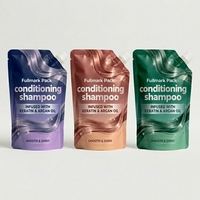 Pochette souple personnalisée avec bec verseur pour emballage de shampoing et après-shampoing, sac liquide réutilisable haute barrière avec buse