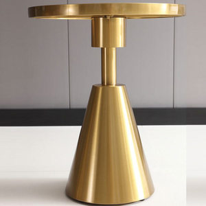 Bàn Đá Cẩm Thạch Tròn Màu Vàng Sáng Bóng Bán Chạy 2022 Bàn Bên Cạnh Bàn Cà Phê Bằng Thép Không Gỉ - Product Image 3