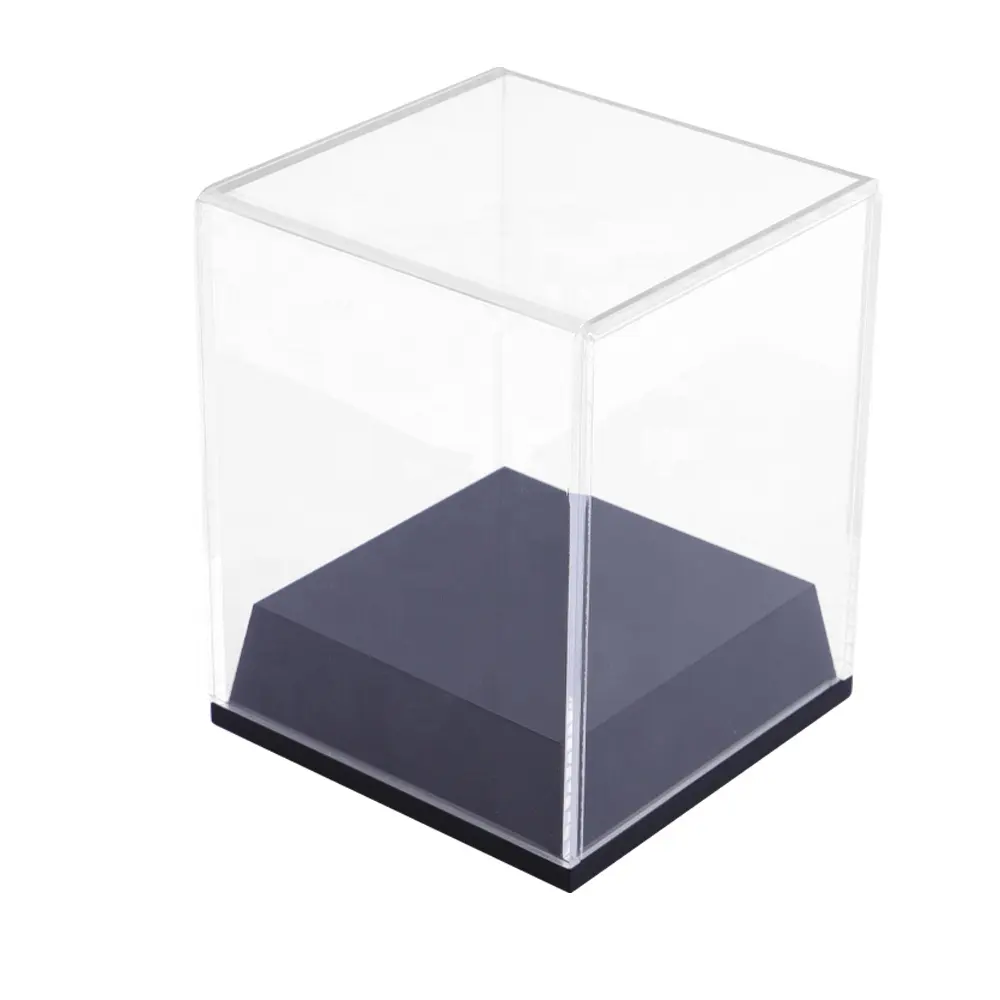Kotak penyimpanan kotak display figur akrilik transparan antidebu grosir dengan dasar