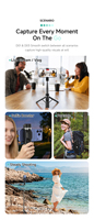 Perche à selfie 3-en-1 avec télécommande, rotation, support rétractable, poignée pour appareil photo, stabilisateur portable pour téléphone