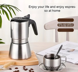 Cafetière Moka Kingze de style italien classique, cadeau d'affaires, en acier inoxydable, 250 ml/350 ml, portable, avec couvercle - Product Image 3