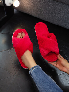 2026 Wholesale Warm Furry Open Toe Plush <b>Slippers</b> for Women Indoor Home Use with Anti-Slip Sole - Product Image 5