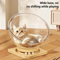 Lit pour chat d'extérieur, style capsule, tout-en-un, avec jouet anti-ennui, respirant, transparent, semi-fermé, pour l'été
