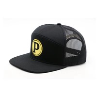 Casquette Trucker en Coton à 7 Panneaux avec Broderie Personnalisée, Bord Plat et Maille, Faible MOQ, Haute Qualité, Prix Bas