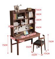 Bureau debout intégré en bois massif moderne avec étagère perforée, idéal pour petite chambre, bureau et bureau à domicile