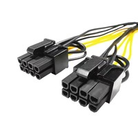 Câble adaptateur GPU à noyau en cuivre pur de 22 cm, 6 broches vers double 8 broches (6+2), cordon d'alimentation PCIE pour connexion de carte graphique