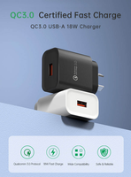Petit profil 18W Qualcomm Charge rapide 3.0 adaptateur secteur de chargeur de voyage haute vitesse intelligent pour Vivo Compatible avec les prises EU US