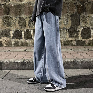 custom Wholesale Hip-hop Streetwear <b>Jeans</b> Elastic <b>Drawstring</b> Straight <b>Men</b> Baggy <b>Jeans</b> Casual Fashion Wide Leg Denim <b>Jeans</b> <b>Men</b> - Product Image 4