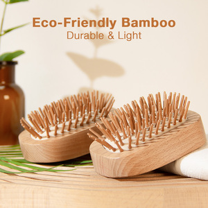 Wholesale Mini Bamboo Hair <b>Brush</b> with <b>Round</b> Wooden Pins for Travel Beauty Care Fine Hair Styling - Product Image 4