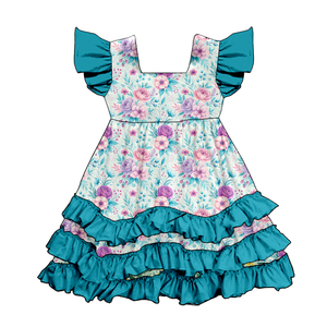 Vestido de Niña con Mangas con Volantes y Estampado Completo Personalizado, Vestido con Volantes para Niñas - Product Image 3