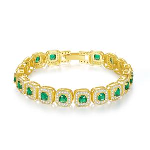 مخصصة من الذهب الأصفر والنحاس تتميز بالزمرد الزركون الماس حجر رئيسي للنساء بسلسلة الارتباط - Product Image 4