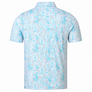 Polo Azul con Estampado Abstracto para Hombre, Ropa de Golf para Resort, de Secado Rápido, Informal de Verano, Venta al Por Mayor, Disponible en Stock - Product Image 4