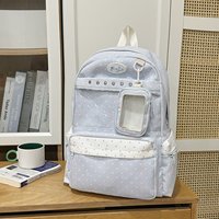Sac à dos mignon et tendance avec imprimé étoiles pour filles, sac à dos pour femmes avec poche transparente