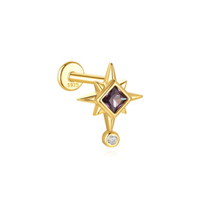 ต่างหูเงินแท้ S925 รูปดาวแปดแฉก ดีไซน์เก๋สำหรับผู้ชายและผู้หญิง - Product Image 1
