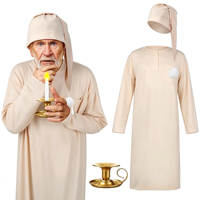 Ensemble pyjama de Noël 4 pièces Toulite pour homme à manches longues avec bonnet de nuit et porte-bougie - Motif uni hiver