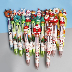 Stylo bille créatif 6 couleurs de Noël, en plastique, à pression, pour étudiants, journal des enfants, événement, cadeau de vacances, marque FR - Product Image 1