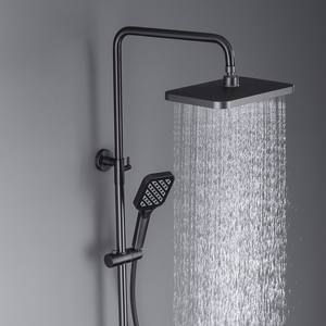 Ensemble de douche Gun Metal Gris Laiton Sortie d'eau cascade et système de douche pluie à double bouton avec <span class=keywords><strong>barre</strong></span> coulissante réglable - Product Image 4