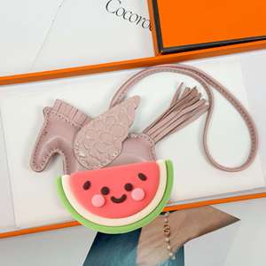 Lovely Pegasus Watermelon Leather Keychain Cute Cartoon Bag Pendant Portable Key Ring Sweet Gift <b>for</b> Girls Children - Product Image 3