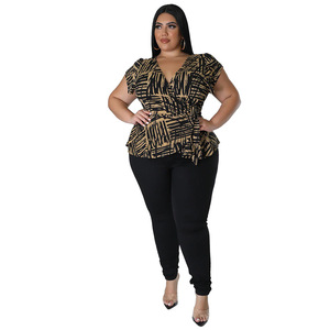 Conjunto de body plus size com estampa floral, conjunto de duas peças para mulheres gordas, roupas de tamanho grande com botões, blusa de tamanho grande - Product Image 4