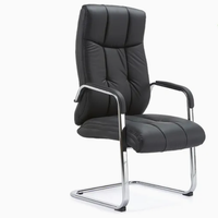 Chaises de bureau exécutives populaires en cuir véritable pour visiteurs et salles de conférence, réglables en hauteur, avec roulettes et coussin en cuir