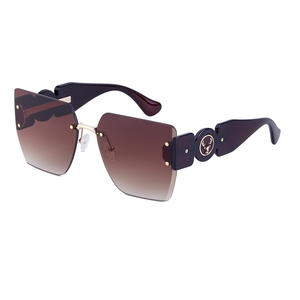 Lunettes de soleil carrées européennes ZS-98050 pour femmes, verres PC UV400, monture en plastique noir et métal, protection solaire classe 2 - Product Image 2