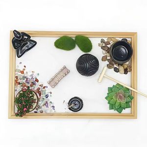 Kit de jardin zen japonais <span class=keywords><strong>en</strong></span> gros pour bureau, mini accessoires de bureau zen, plateau de méditation <span class=keywords><strong>en</strong></span> <span class=keywords><strong>bois</strong></span> artisanal, cadeau de mariage - Product Image 4