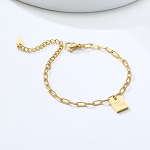 Pulseras y Dijes Personalizados con Letras, Chapados en Oro de 18k, Cadena de Eslabones en O de Acero Inoxidable, Amuleto de Buena Suerte - Product Image 5