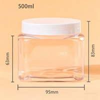Pot carré en plastique PET 150/500ml, conteneur vide pour noix, fleurs séchées, crème cosmétique, emballage pour cotons démaquillants, logo personnalisé, vente en gros