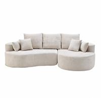 Canapé modulaire en tissu rond à trois places avec rembourrage en éponge - Sièges sectionnels contemporains pour appartement et salon