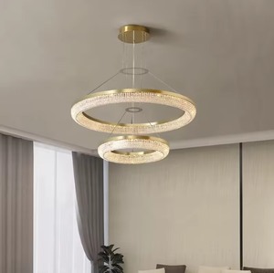 Zèle Éclairage Creative Composé Or Cristal Anneau LED Lustre suspendu cercle pendentif lumière - Product Image 5