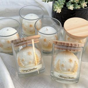 Vela navideña LANJO Gold Ball, perfumada y de lujo, con tapa de madera, velas aromáticas, regalo de Navidad para familiares y amigos. - Product Image 1