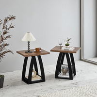 Ensemble de 2 tables console ajustables en manguier noir-brun pour le salon de maison moderne