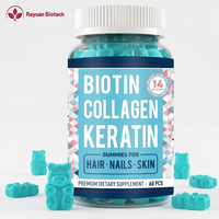 Gummies à la biotine avec collagène, kératine, MSM pour adultes, végétaliens, cheveux, ongles, peau, OEM, ODM, directement de l'usine