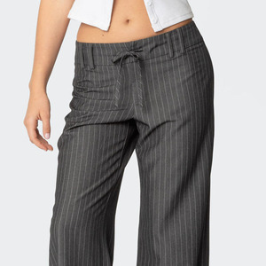 <span class=keywords><strong>Pantaloni</strong></span> da <span class=keywords><strong>Donna</strong></span> a Vita Bassa in Lana a Righe Sottili, Traspiranti, Antirughe, Stile Vintage, Alta Qualità, Personalizzabili, Vendita all'Ingrosso - Product Image 6