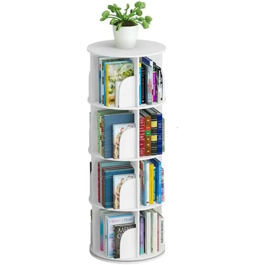 2023 popular redondo 4 niveles 360 estante de libros giratorio para niños estantes portátiles estantería para niños