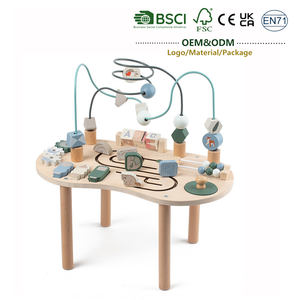 몬테소리 장난감 나무 다기능 구슬 꿰기 활동 테이블 미로 퍼즐 유아용 소근육 발달 - Product Image 1