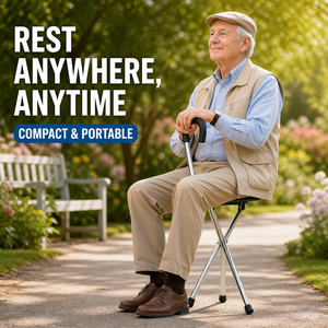 Medical Grade Aluminum Folding Cane Seat | Portable 2-in-1 <strong>Walking</strong> <strong>Stick</strong> Stool For Elderly - Product Image 3
