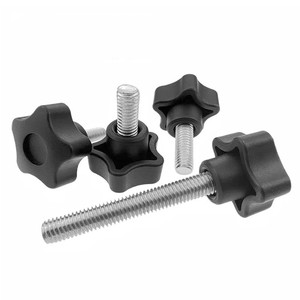 Edelstahl Metall Schwarz Bakelit Kunststoff kopf Fünf Lappen Stern Konkav griff Einstellbare Klemm griff Knopfs ch raube Rändel schraube - Product Image 5