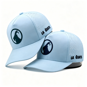 Gorras <span class=keywords><strong>de</strong></span> Béisbol Personalizadas <span class=keywords><strong>de</strong></span> 5 Paneles, Color Azul Claro, con Parche <span class=keywords><strong>de</strong></span> Silicona Bordado, Corte Láser, para Hombre y Mujer - Product Image 1