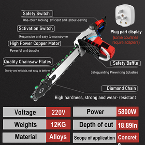 DANUO เลื่อยตัดกําลังสูง 5800W พร้อมเครื่องมือตัดผนังโซ่เพชร - Product Image 2
