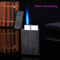 Briquet à cigare rétro résistant au vent et aux hautes températures, logo gravé personnalisé, métal, haute puissance de feu, flamme bleue, briquets au butane gonflables