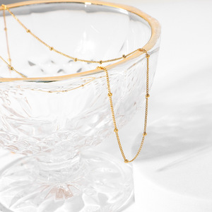 도매 맞춤형 변색 방지 방수 체인 스테인리스 스틸 PVD 18K 골드 비드 볼 체인 목걸이 여성용 - Product Image 6