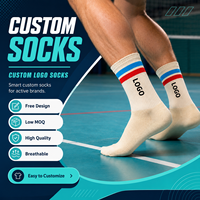 Chaussettes de sport unisexes personnalisées pour le cyclisme, avec bordure rayée, chaussettes de sport athlétiques en maille respirante, chaussettes de sport personnalisées